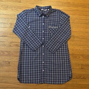 Victoria's Secret Navy and White Plaid Sleep Shirt Size L comfy, cozy, relaxed